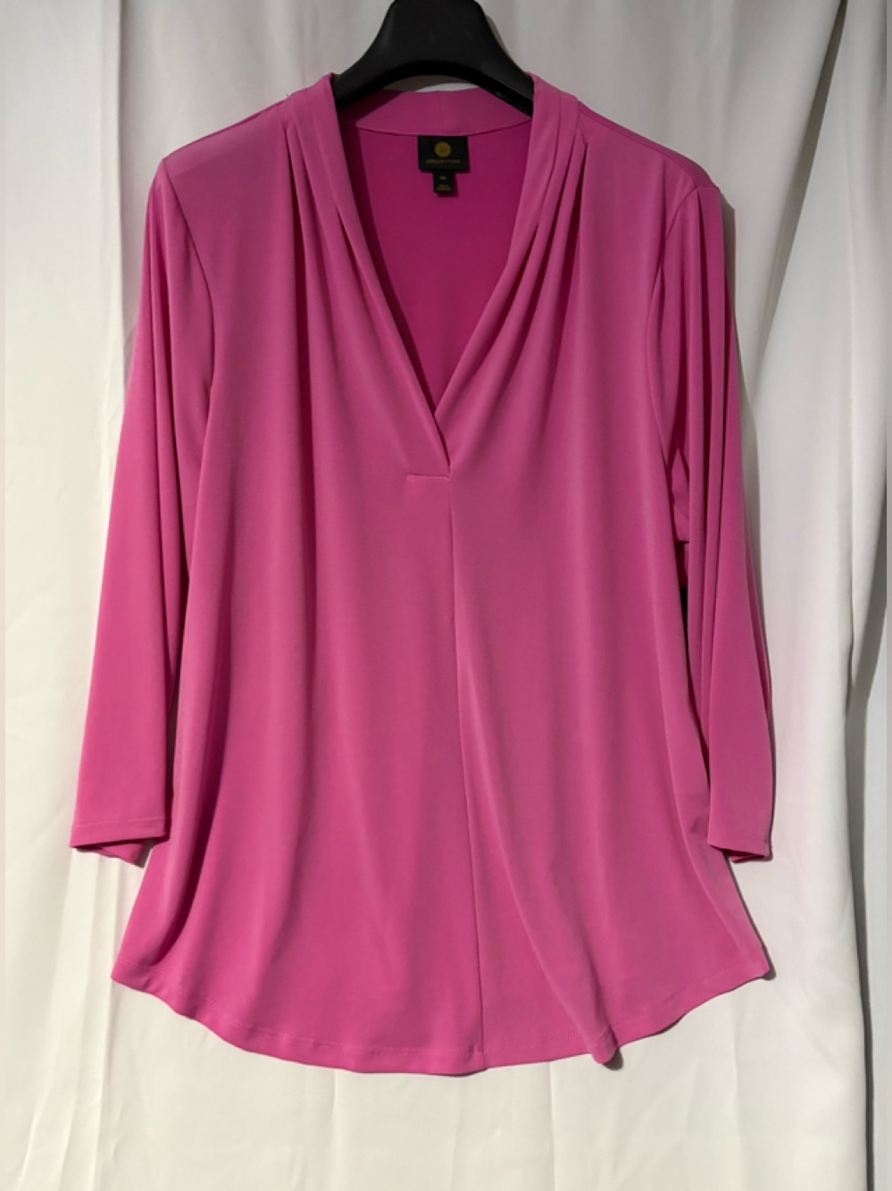 JM Collection Fuchsia V-Neck Draped Tunic